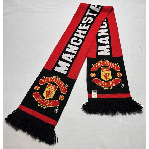 Manchester United FC Reversible Crest Scarf Soccer Football Futball Official - Picture 1 of 8